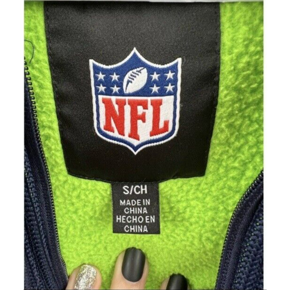 Mens NFL Seattle Seahawks Fleece Sherpa Lined Zip Up Thermal Jacket Size Small - Picture 7 of 12